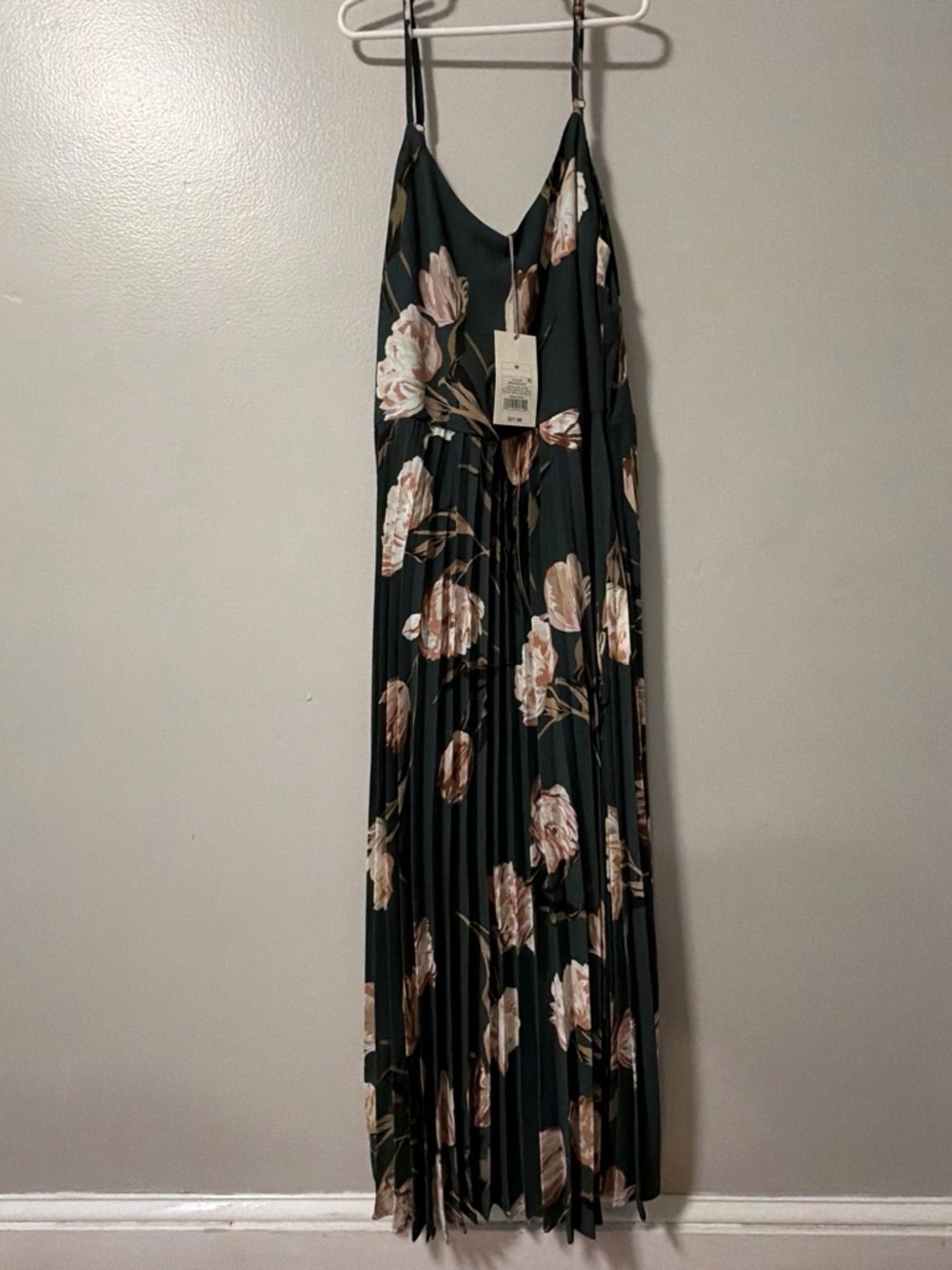 a new day Dark Green Maxi Dress with Blush Floral Print